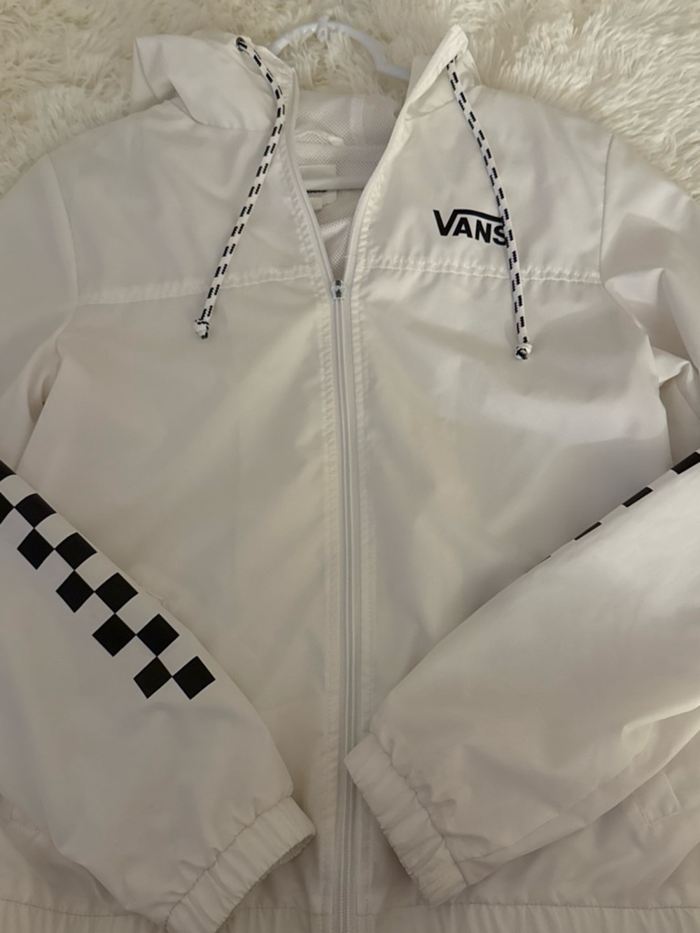 Vans White Black Checkerboard Hooded Windbreaker